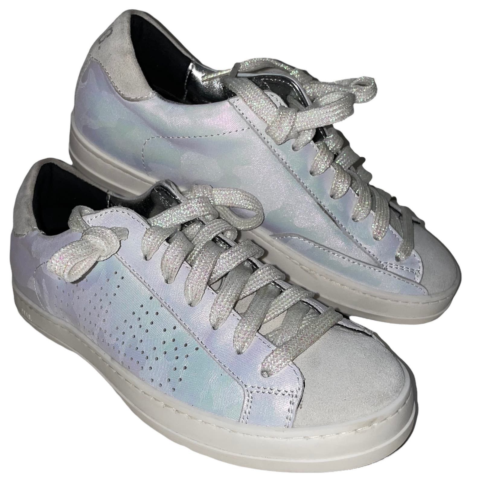 image of P448 Silver White Iridescent Camo Sneaker Size 5-5.5, Women's