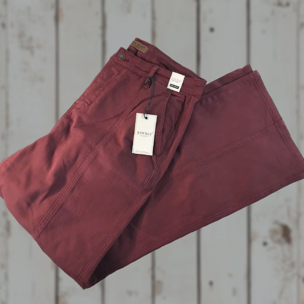 Vintage VINTAGE Judy Blue Flared Jeans Womens Size 15/32 High Waist Burgundy Cotton Stretch Size 36" / US 14 / IT 50 - 1 Thumbnail