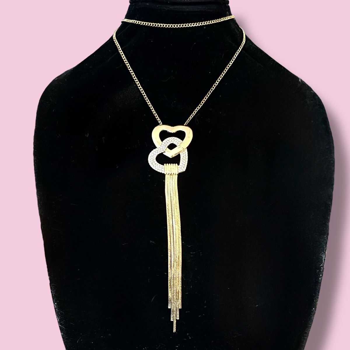 Other Gold tone intertwined hearts fringe necklace Size ONE SIZE - 1 Thumbnail
