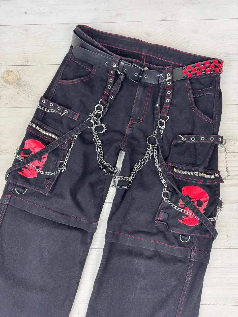 Vintage Romwe Skull Baggy Pants Y2K Size US 32 / EU 48 - 2 Thumbnail