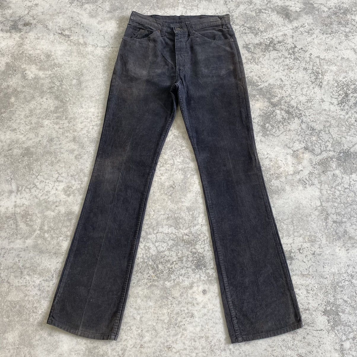 image of Vintage 70’S Levis 517 Faded Black Corduroy Flared Jeans, Men's (Size 31)