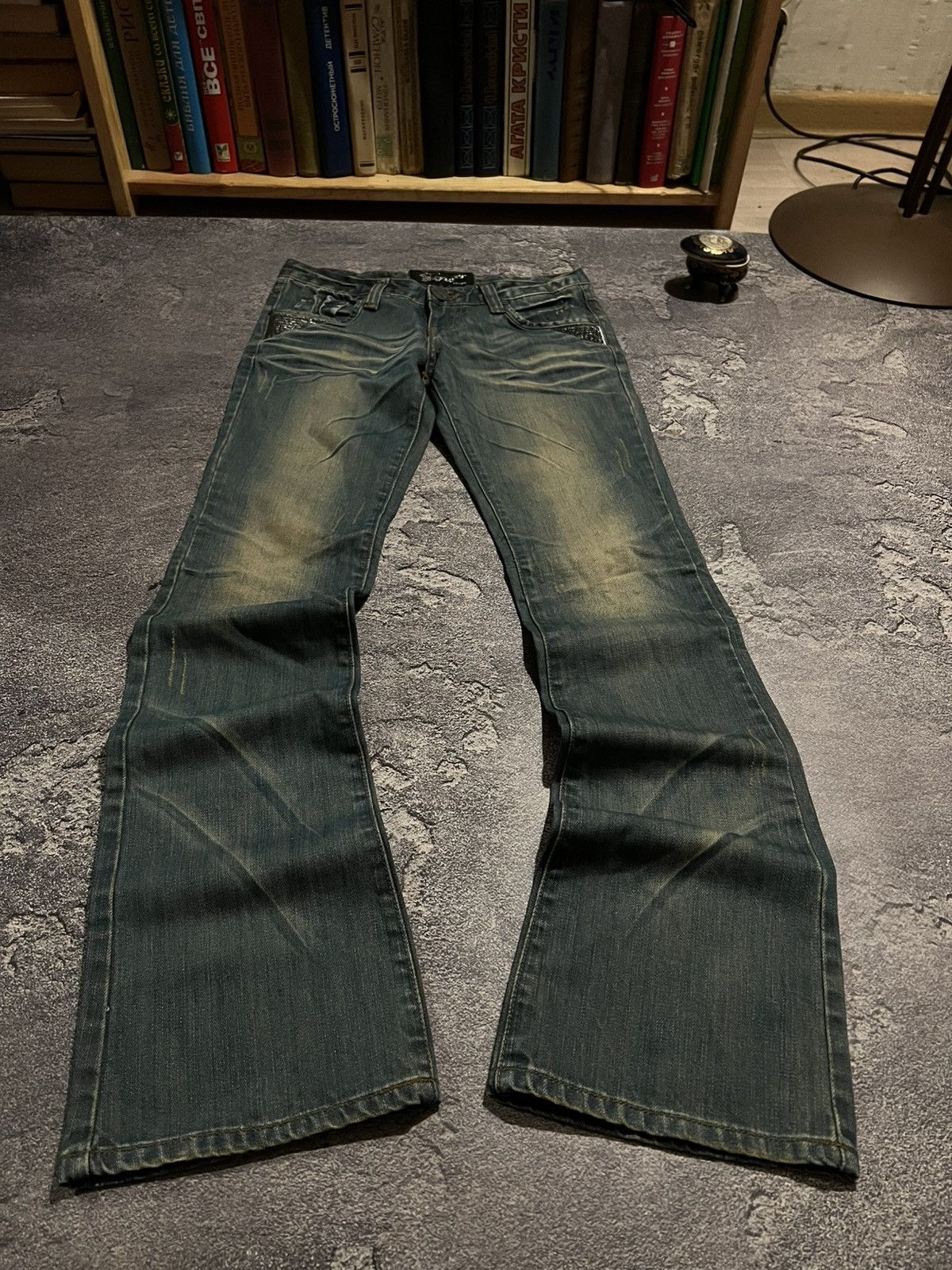 Japanese Brand Darkwear Glamour Faded Flared Jeans / Avan Garde Y2K Archive Size US 29 - 1 Thumbnail