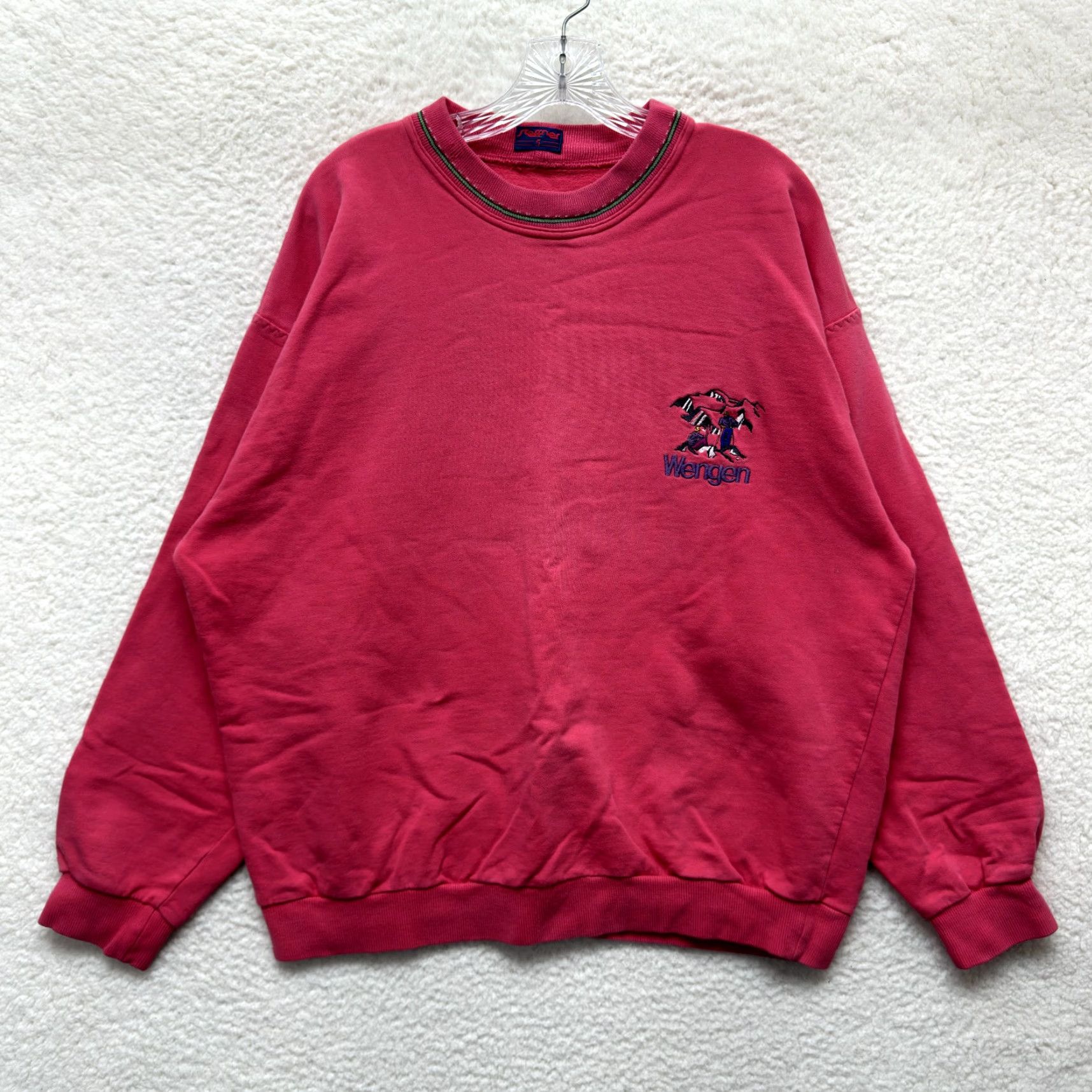 Vintage VINTAGE Steffner Wengen Sweatshirt Sweater Large Ski Embroider Crewneck Pullover More Details: Pink, Cotton, Long Sleeve, Regular, Original, Men's L Size US L / EU 52-54 / 3 - 2 Thumbnail