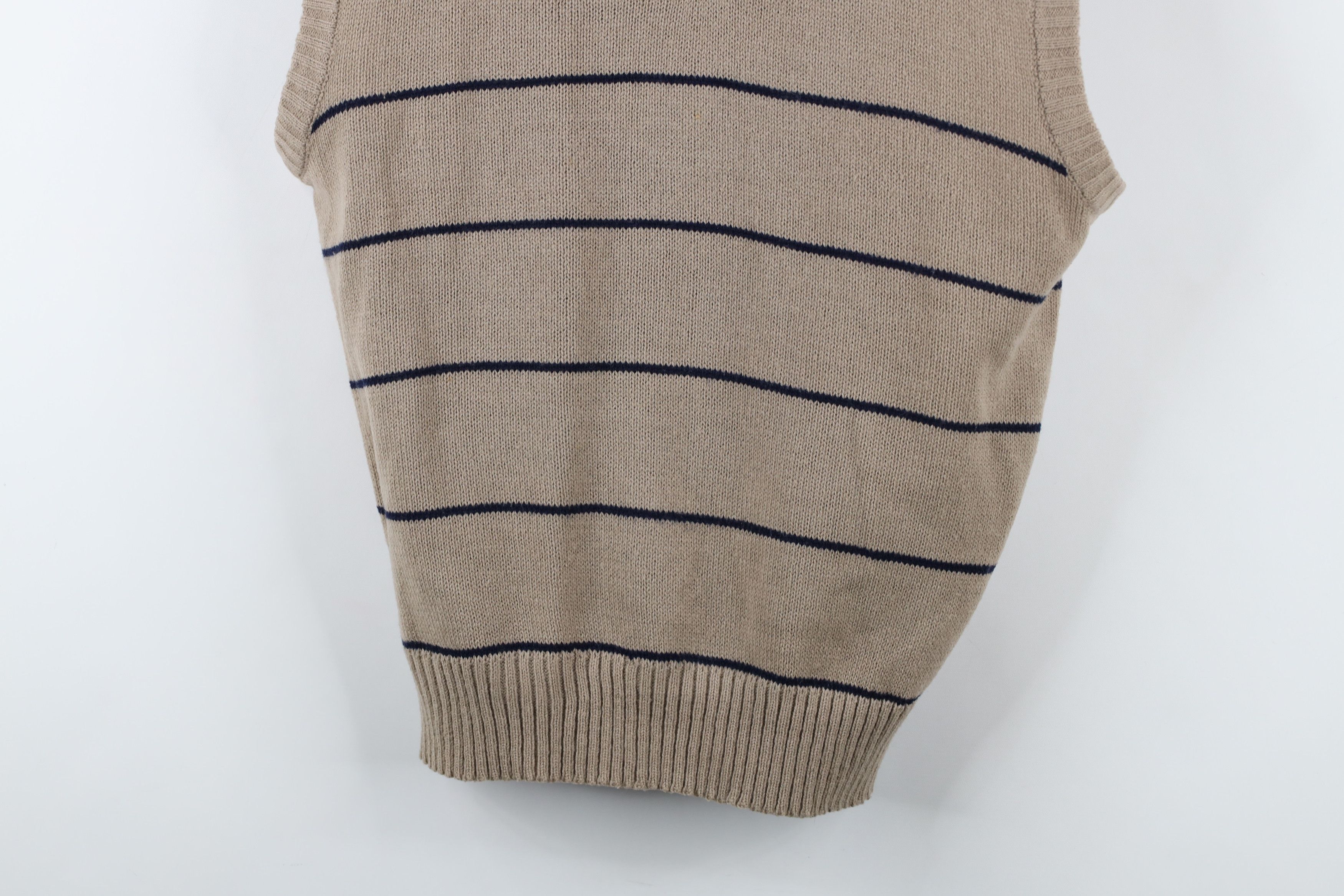 Vintage Vintage 70s Streetwear Striped V-Neck Sweater Vest Beige Size L / US 10 / IT 46 - 3 Thumbnail