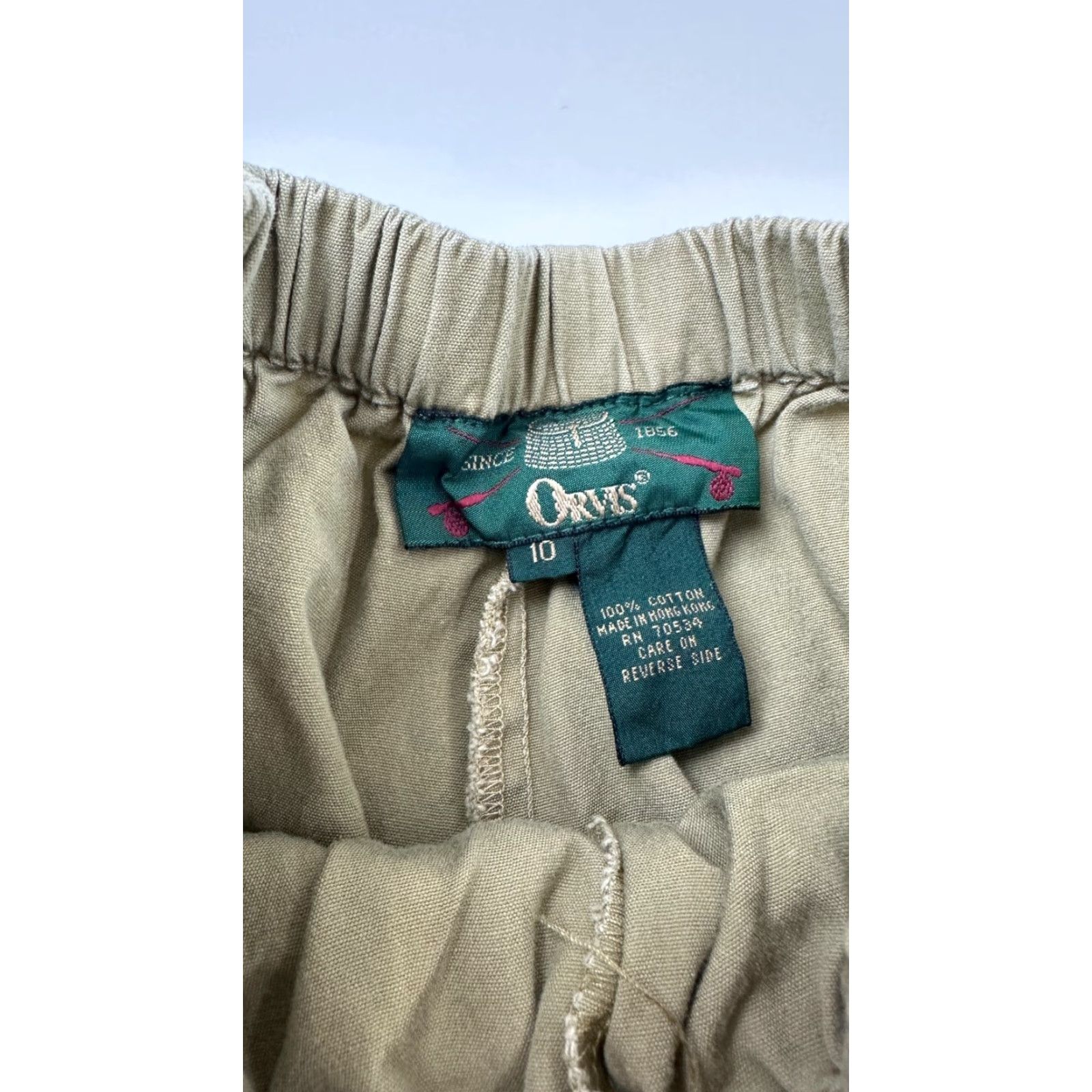 Orvis Orvis Women's Shorts 10 Olive Green Cotton Cargo Wrap High Rise Elastic Waist Outdoor Size 32" / US 10 / IT 46 - 4 Thumbnail