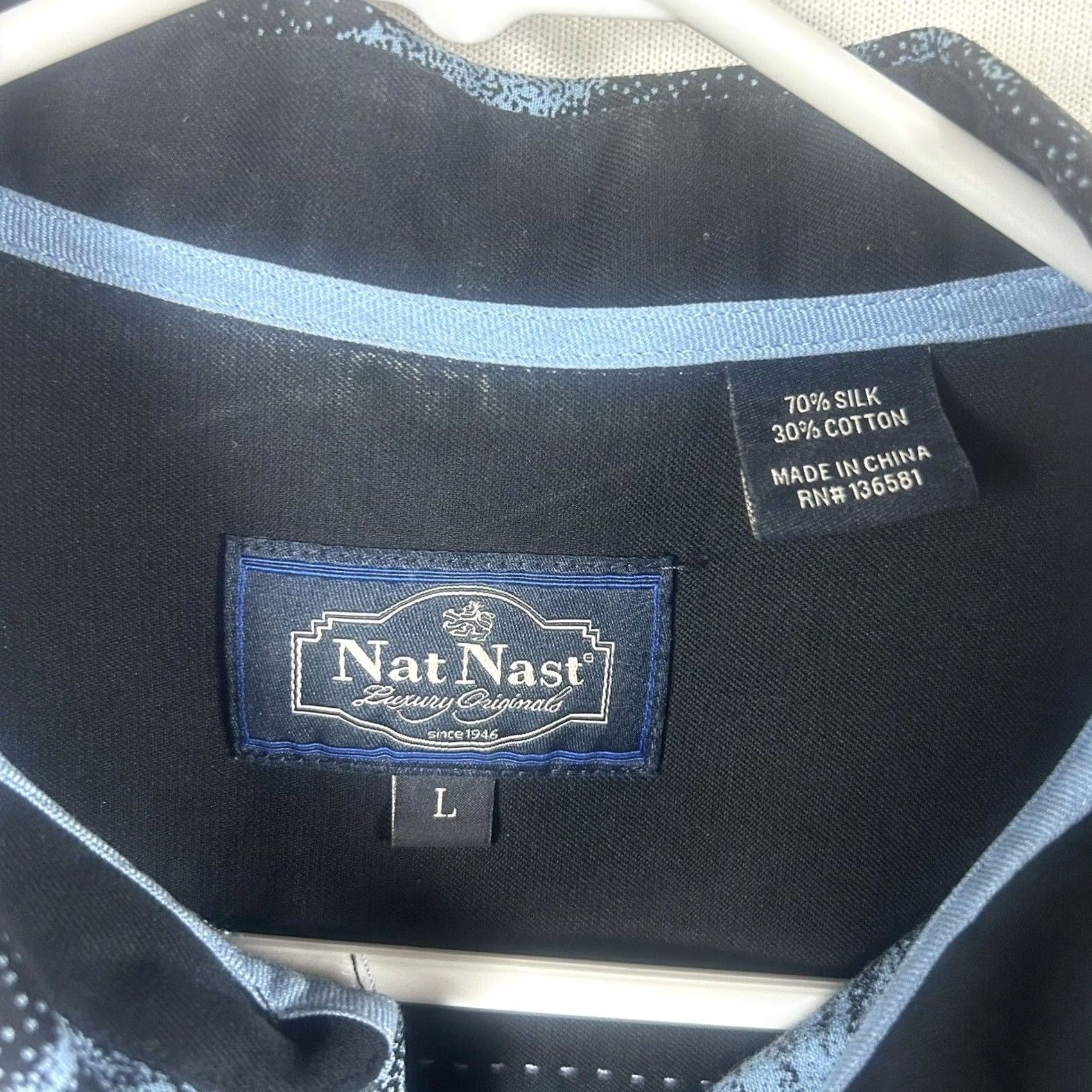 Nat Nast VINTAGE Nat Nast Silk Blend Camp Shirt Men L Blue White Floral Short Sleeve Hawaiian Size US L / EU 52-54 / 3 - 2 Thumbnail