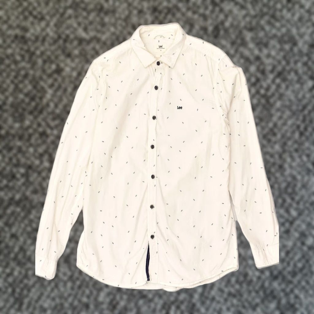 Lee LEE Mens Slim Shirt Medium White Spotted Cotton AU28 Size US M / EU 48-50 / 2 - 1 Thumbnail