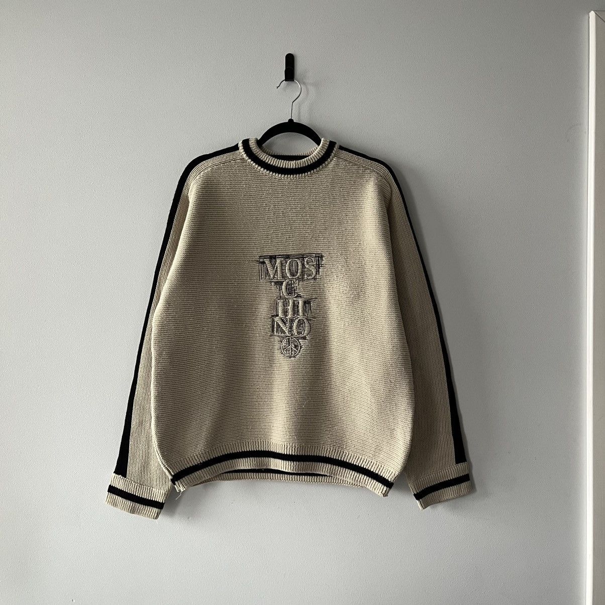 Vintage Sweter Vintage Beige Knit Sweater Y2K Streetwear Sweatshirt Size US M / EU 48-50 / 2 - 7 Thumbnail