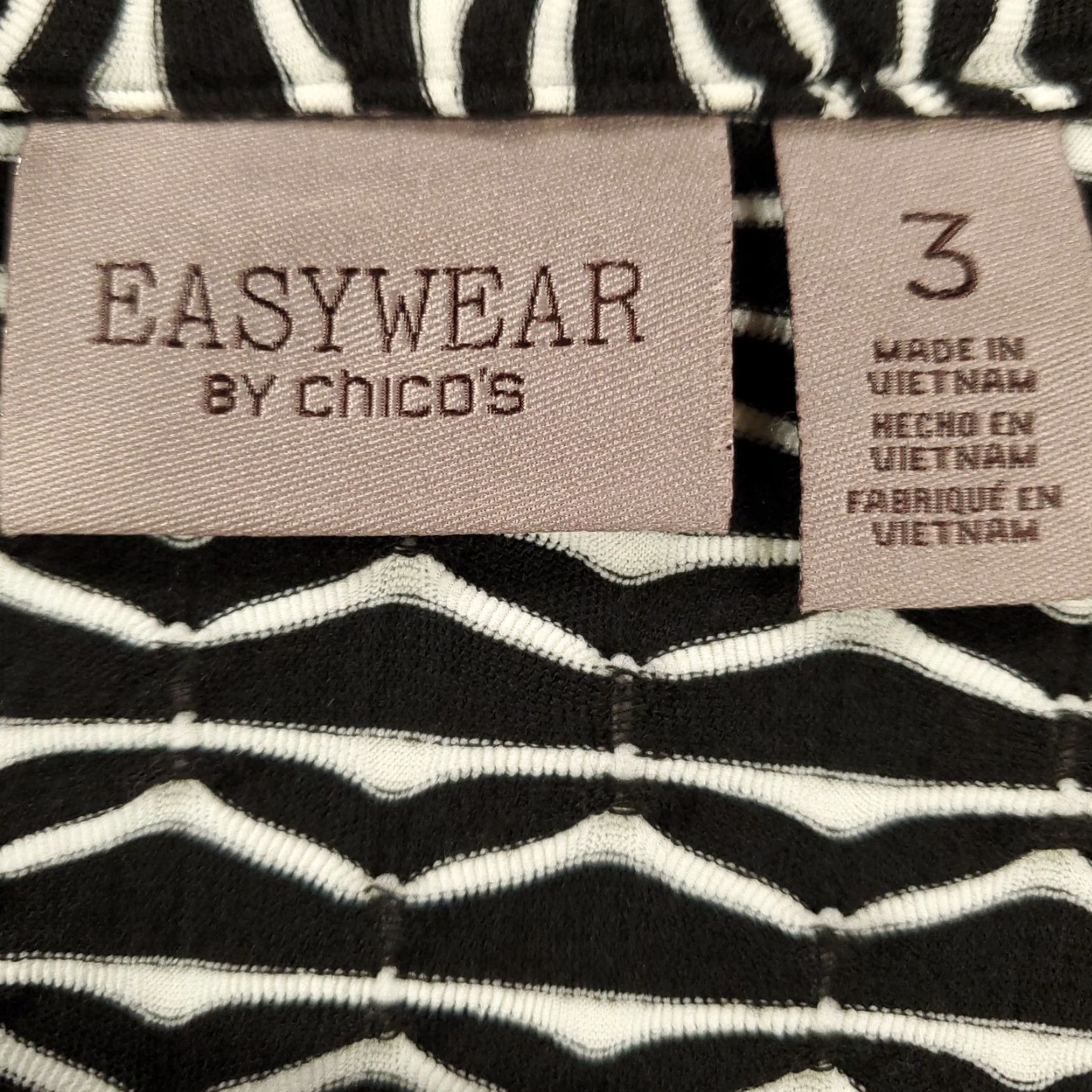Vintage Chico's Cardigan Womens XL Black White Open Front Stretch Flow y Easywear Chicos 3 Size XL / US 12-14 / IT 48-50 - 5 Thumbnail