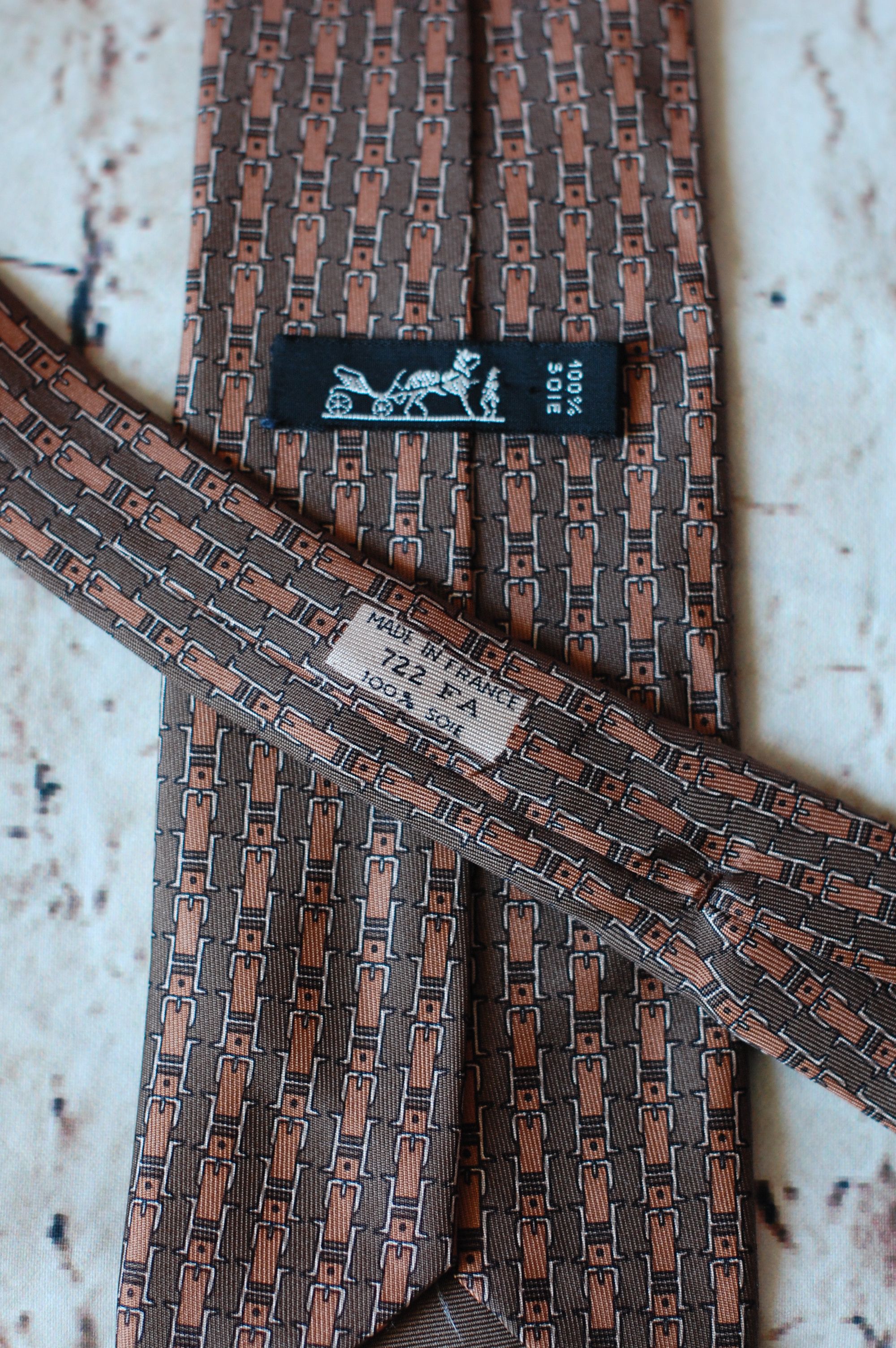 Hermes Vintage HERMES Silk NECKTIE 722 FA Equestrian Belt Letter H Size ONE SIZE - 4 Thumbnail