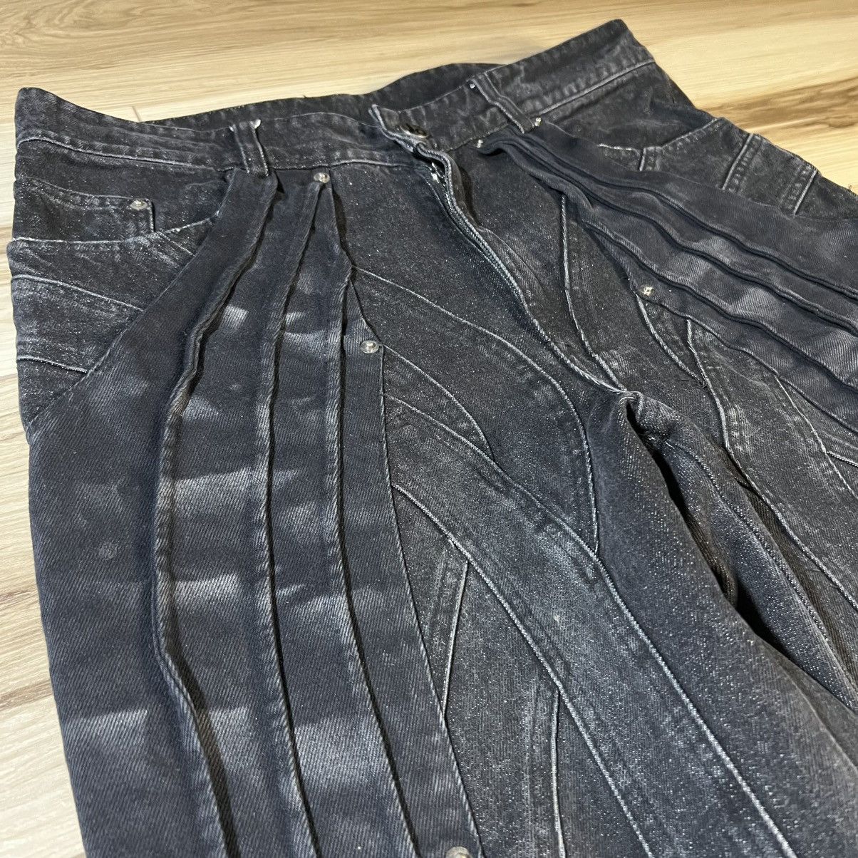Bad Son Circuit Paneled Black Jeans Size US 34 / EU 50 - 11 Thumbnail