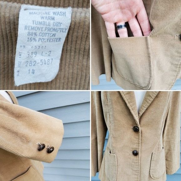 Vintage Vintage 70s Western Boho Tan Corduroy Two Button Blazer Md Size M / US 6-8 / IT 42-44 - 3 Thumbnail