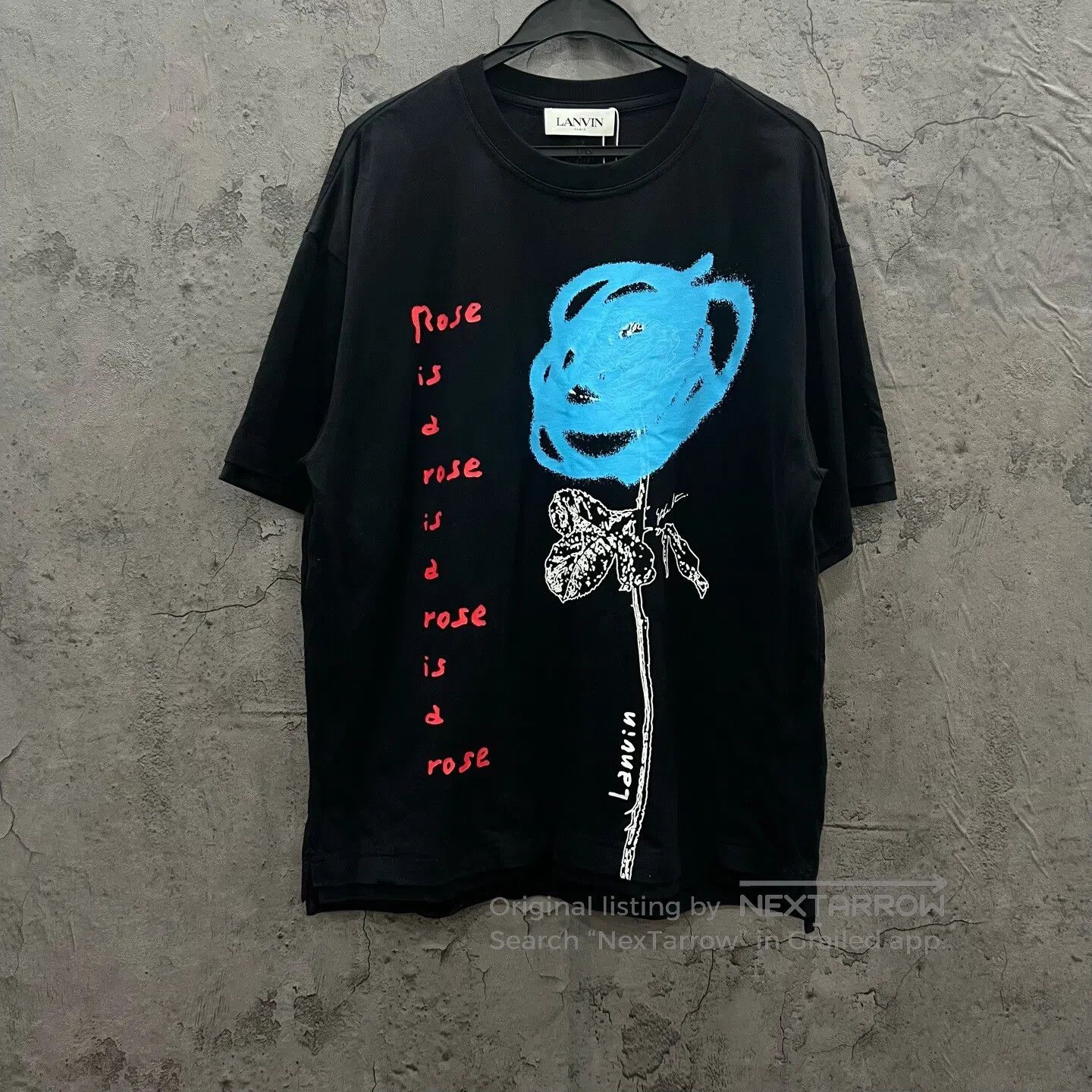 Lanvin LANVIN Black Blue Rose Short Sleeve| Size US M / EU 48-50 / 2 - 1 Thumbnail