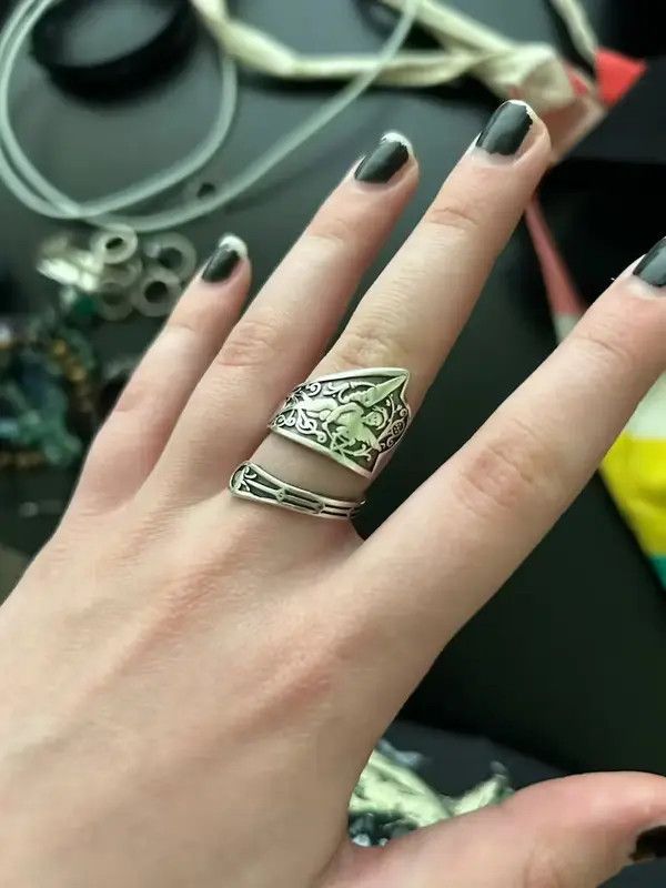 Japanese Brand Adjustable Angel Music Carved Spoon Ring Size ONE SIZE - 4 Thumbnail
