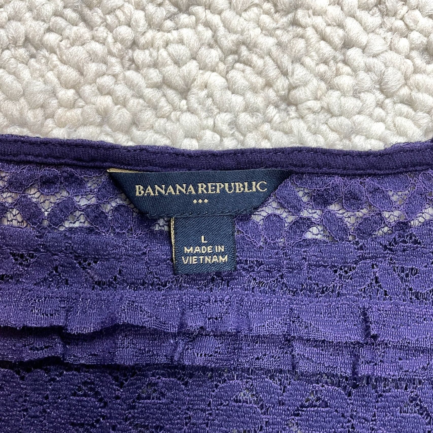 Banana Republic VINTAGE Banana Republic Shirt Womens L Purple Short Sleeve Layered Peasant Tee Size L / US 10 / IT 46 - 2 Thumbnail
