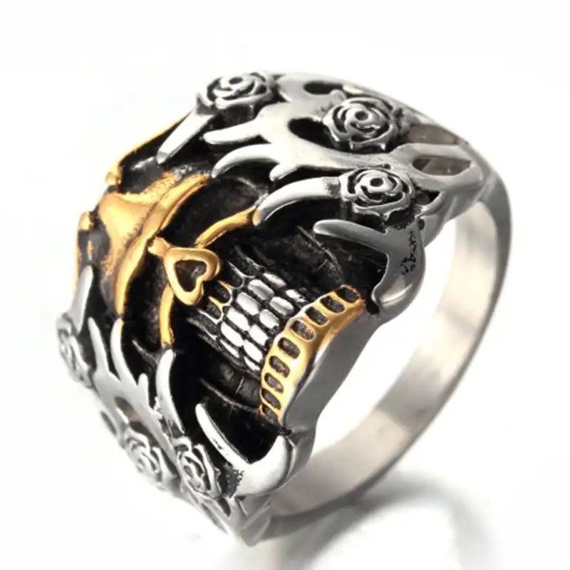 Jewelry × Vintage Gothic Cutout Floral Skull Ring Size ONE SIZE - 2 Thumbnail