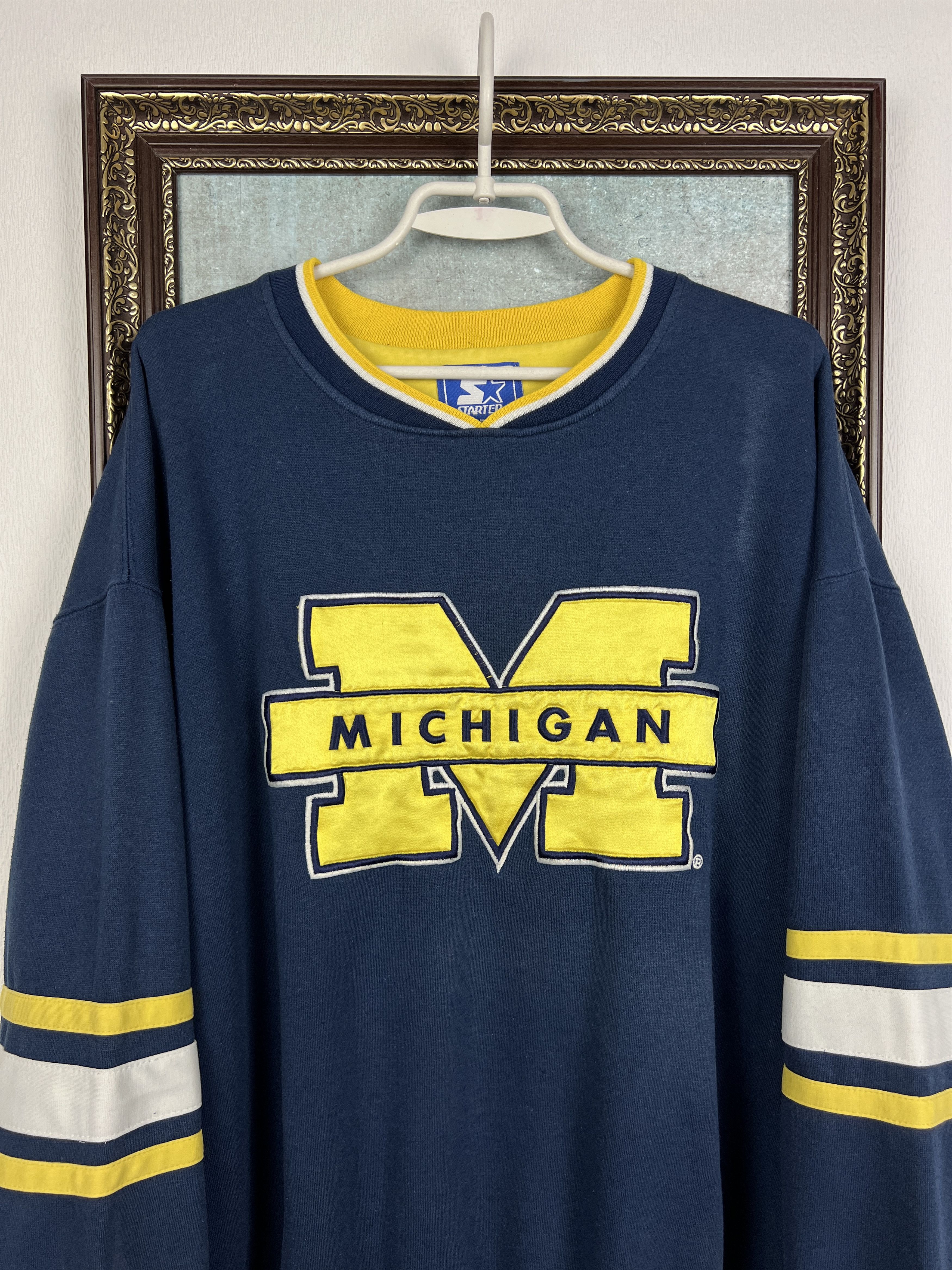 Starter Vintage Michigan Wolverines Sweatshirt Over Print Crewneck Size US XL / EU 56 / 4 - 2 Thumbnail