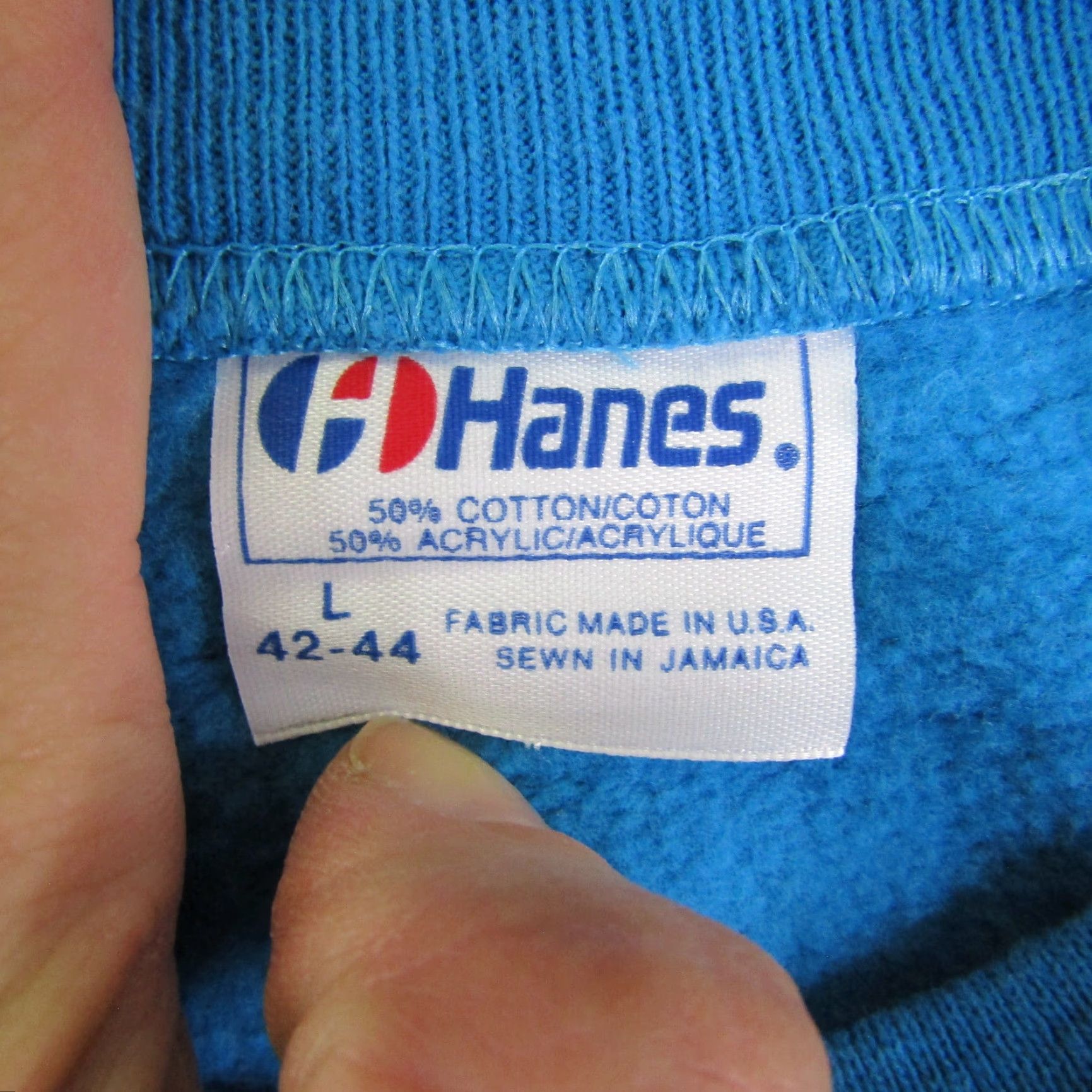 Hanes VINTAGE Hanes Airport Sweatshirt Mens Large Graphic Print Pullover 90s Outdoor Blue Size US L / EU 52-54 / 3 - 7 Thumbnail