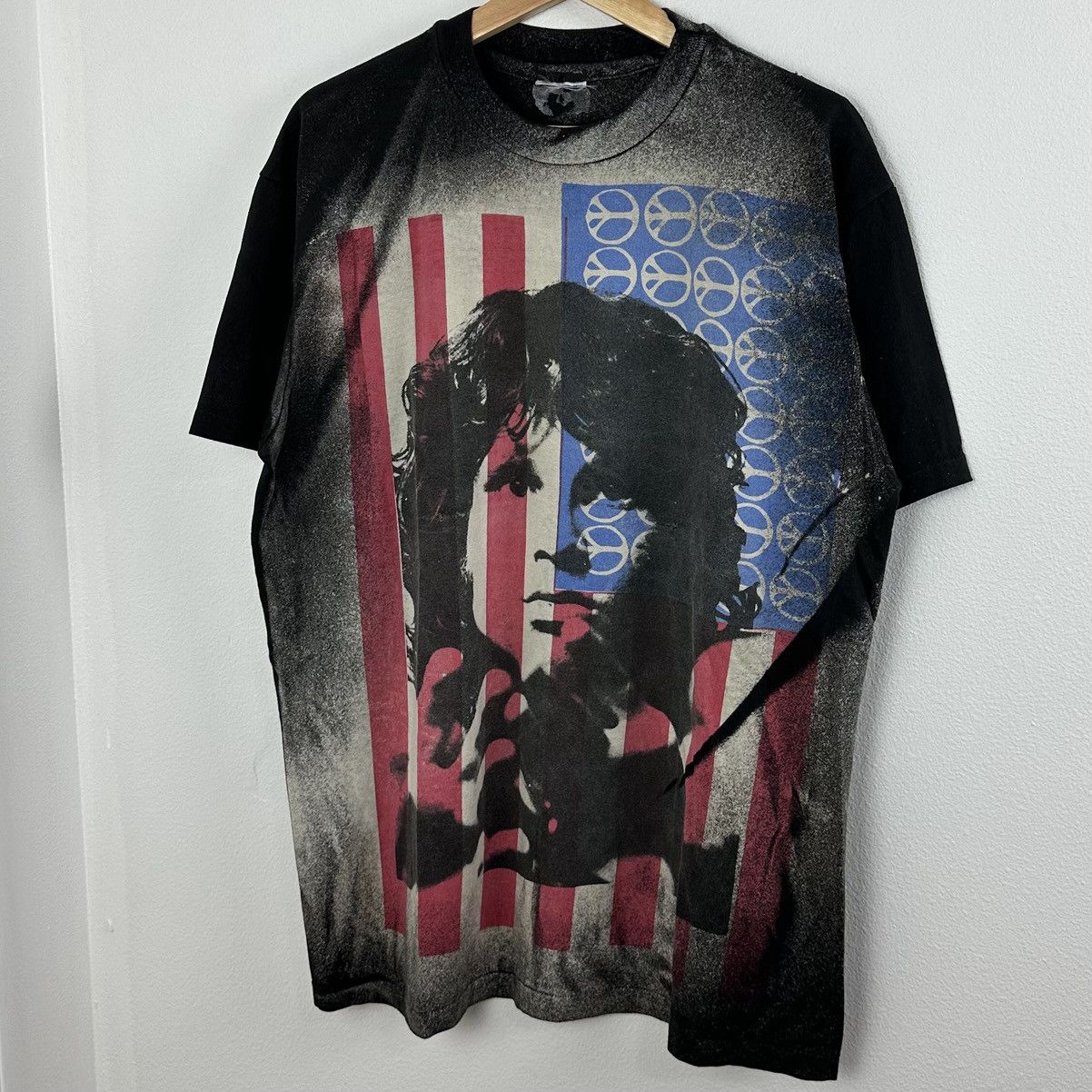 Band Tees × Vintage Vintage Jim Morrison T Shirt Mosquito Head Peace Sign Flag Size US L / EU 52-54 / 3 - 2 Thumbnail