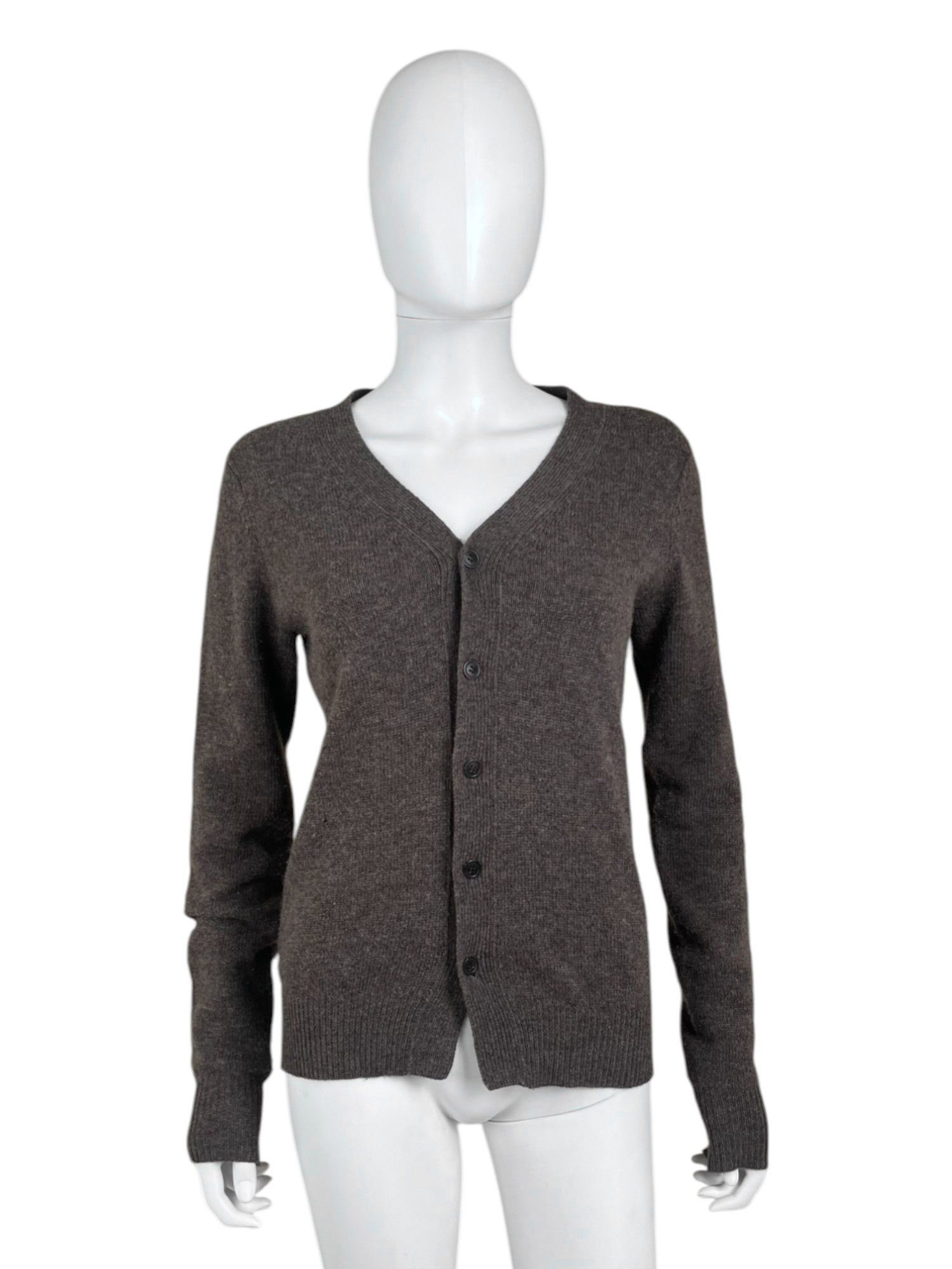 2000's Grey Wool Button Up Cropped Cardigan