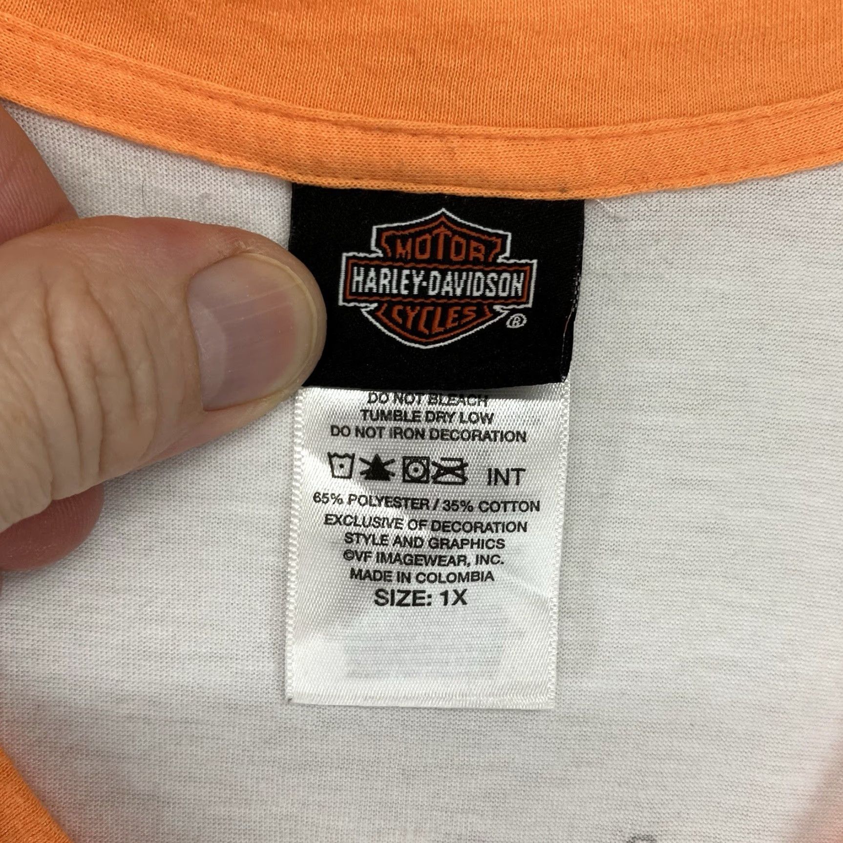 Harley Davidson Harley-Davidson Women's 1X Colorblock T-Shirt Creamsicle Retro Raglan Sleeve V-Neck Biker Motorcycle Size XL / US 12-14 / IT 48-50 - 5 Thumbnail