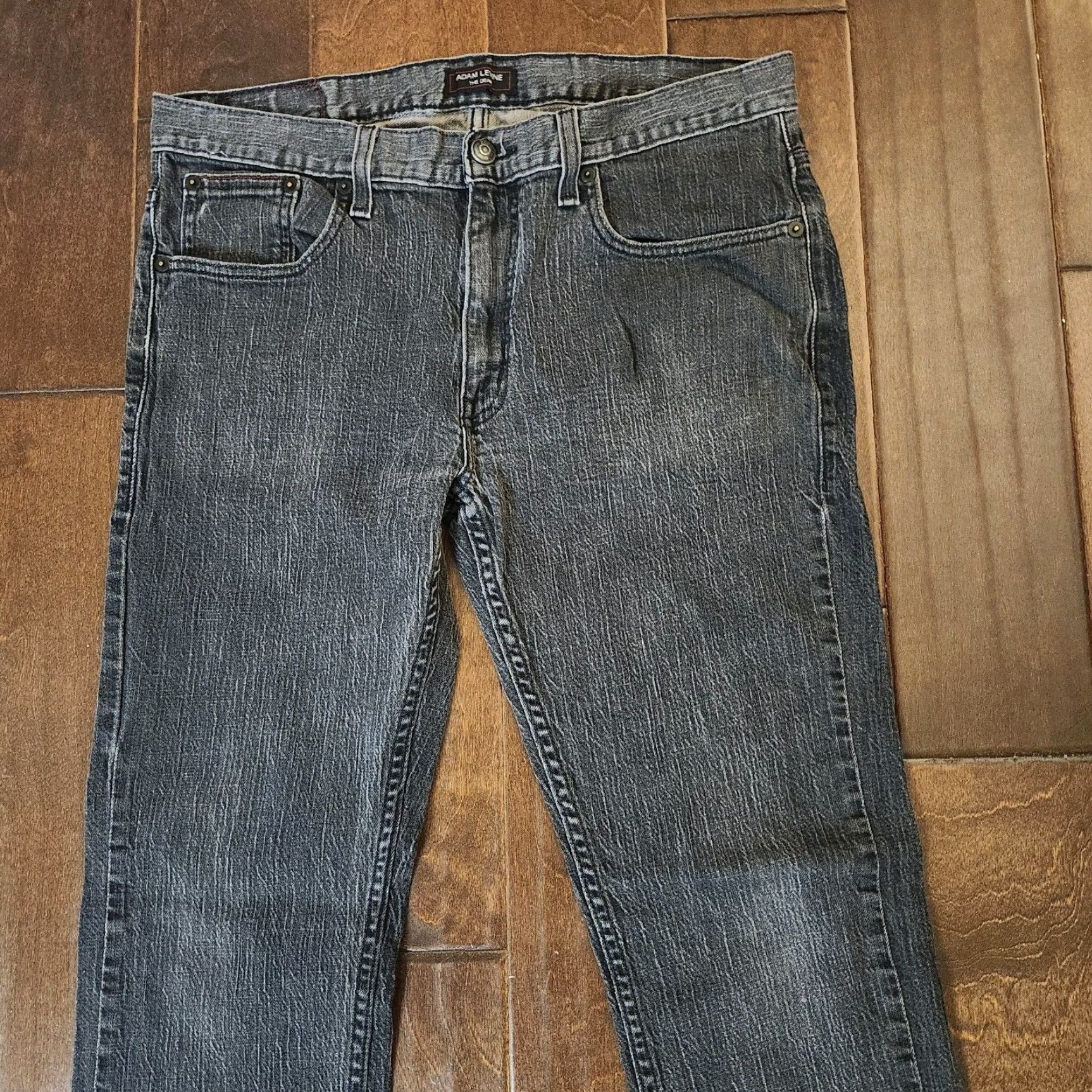 Denime Adam Levine The Dean Jeans Mens Black Gray Heathered Denim Straight 34X32 Regular City College Mens Jeans Size US 34 / EU 50 - 4 Thumbnail