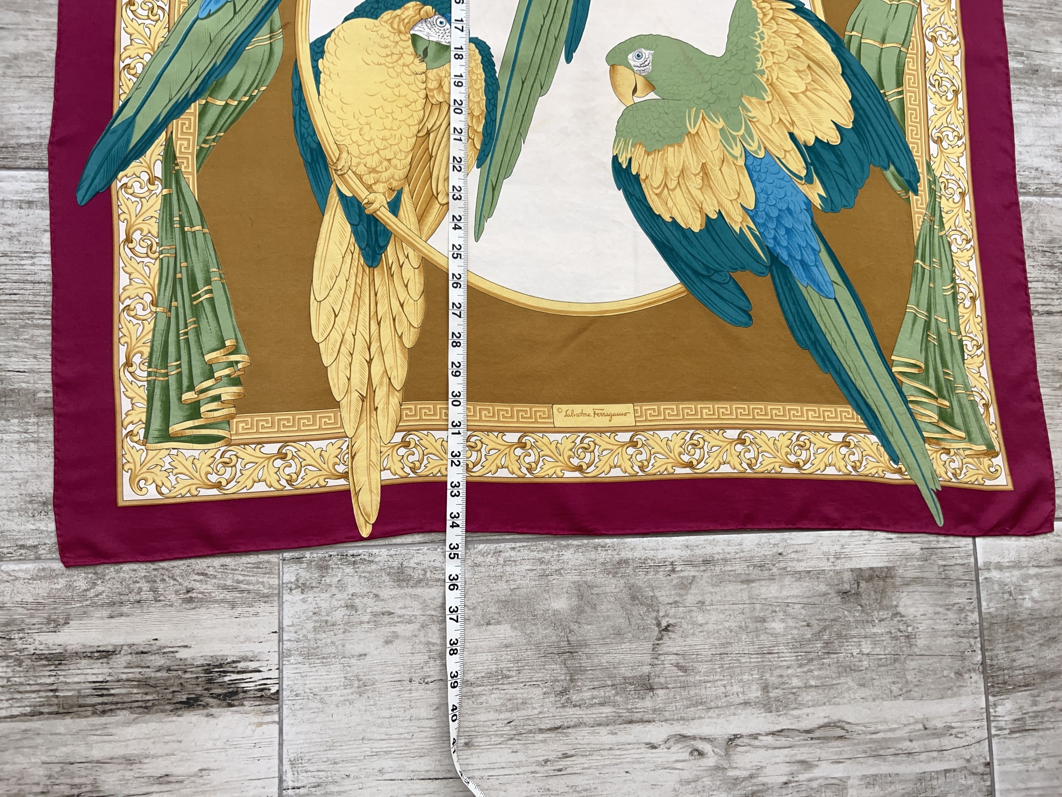 Designer × Salvatore Ferragamo Salvatore Ferragamo Multicolor Silk Scarf Parrots Birds Size ONE SIZE - 10 Thumbnail
