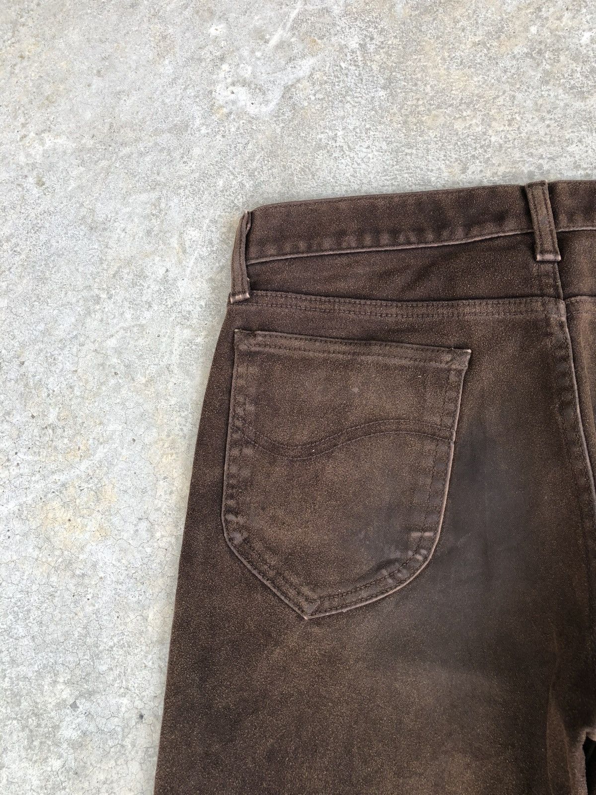 If Six Was Nine Vintage Lee Flared Jeans Distressed Leather Cowhide Size US 29 - 15 Thumbnail