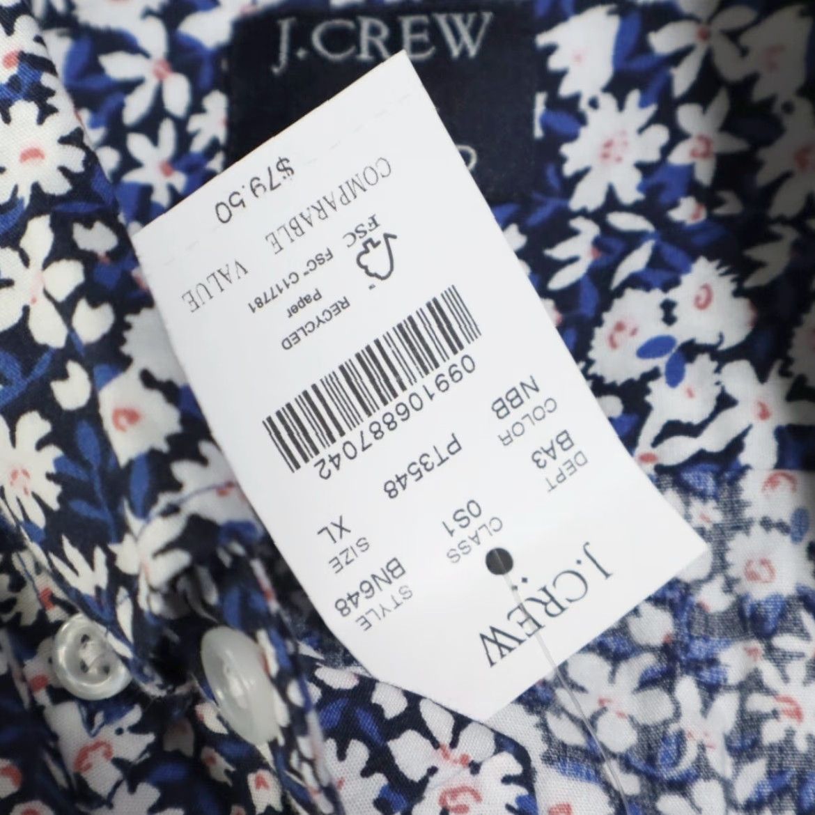 Vintage J Crew Flex Washed Ditzy Floral Button Down Shirt Blue Men's XL Shirt Size US XL / EU 56 / 4 - 6 Thumbnail