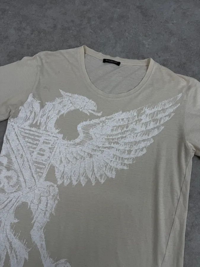 Balmain 2000s Balmain Beige Medieval Eagle Print T-Shirt Size US M / EU 48-50 / 2 - 5 Thumbnail