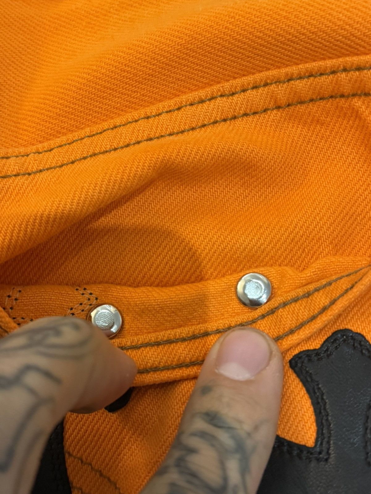 Chrome Hearts Chrome Hearts 2017 Virgil orange Levi Cross patch Jeans Size US 28 / EU 44 - 15 Thumbnail