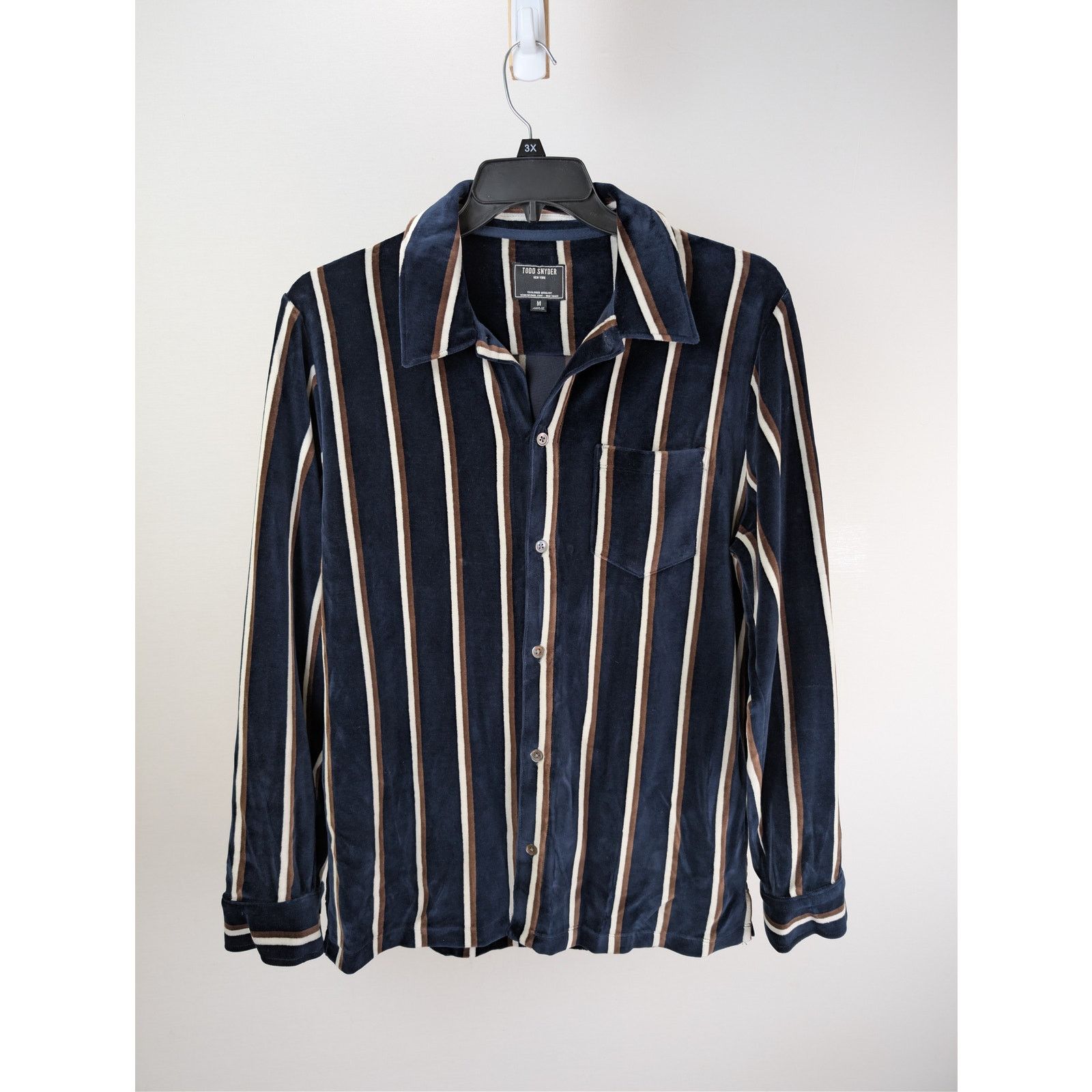 Todd Snyder o1rshd1 CC20 Velvet Striped Button-Up Polo Button Shirt Size US M / EU 48-50 / 2 - 2 Thumbnail