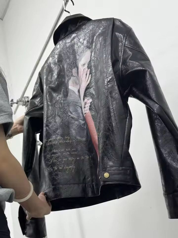 Japanese Brand PU Leather Jacket Turn-down Collar Long Sleeve Size US L / EU 52-54 / 3 - 10 Thumbnail