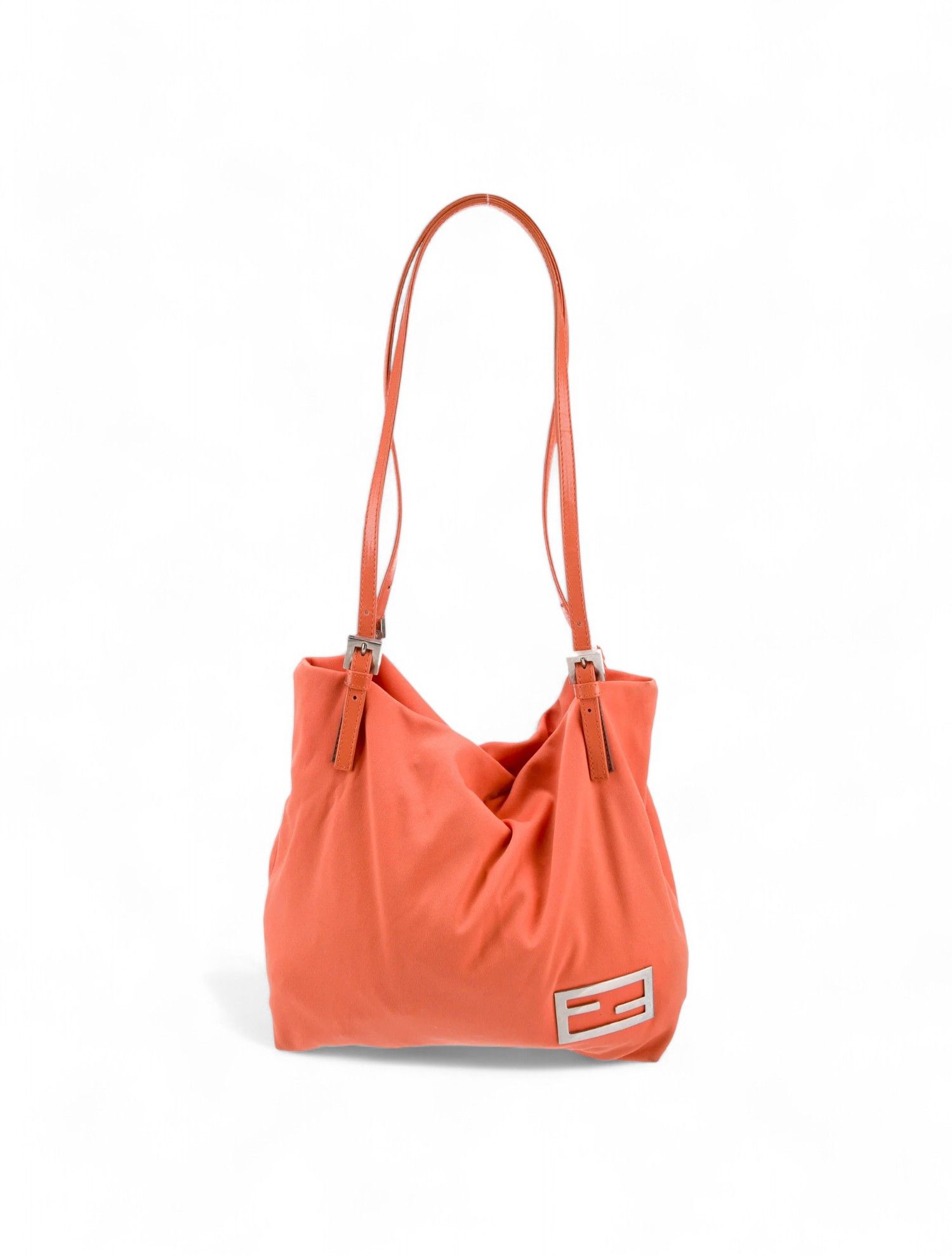 Fendi Fendi - Mamma Handbag Leather Shoulder Bag Orange Silver Size ONE SIZE - 1 Thumbnail