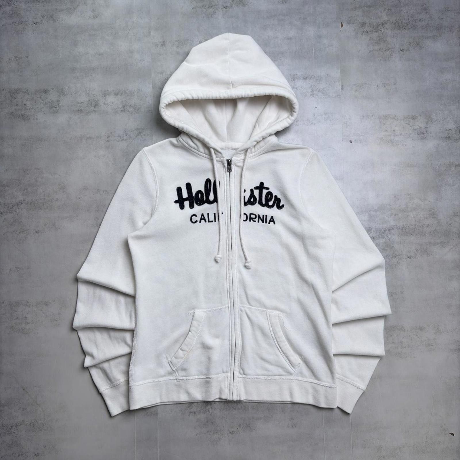 Other Y2K White Hollister Surf Grunge Skater Zip Up Hoodie Size M / US 6-8 / IT 42-44 - 1 Thumbnail