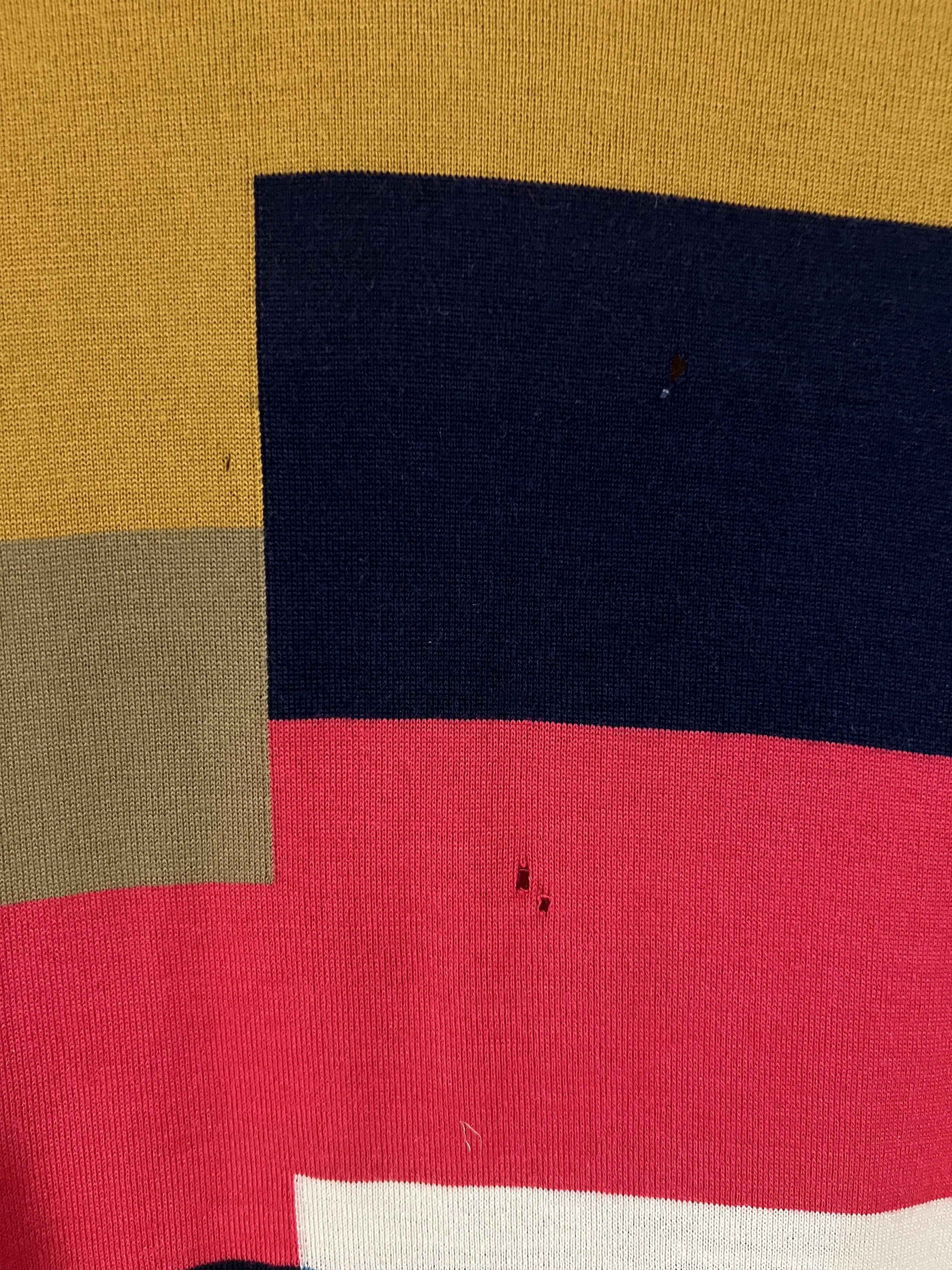 Salvatore Ferragamo Colorblock Wool/Silk V-Neck Size US M / EU 48-50 / 2 - 2 Thumbnail