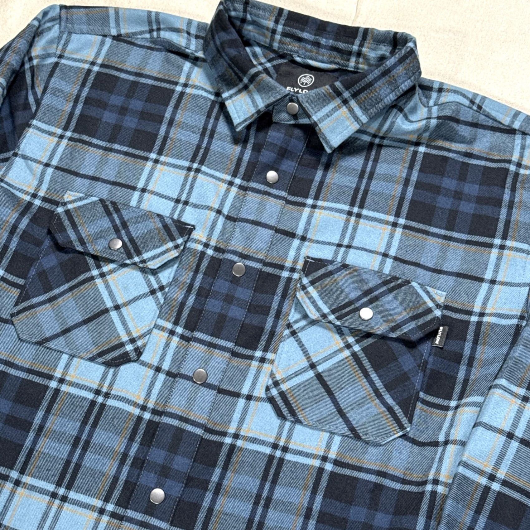 Flylow Shirt Mens L Blue Green Plaid Handlebar Tech Flannel Snap Nwot, Men's — image 2 of 6