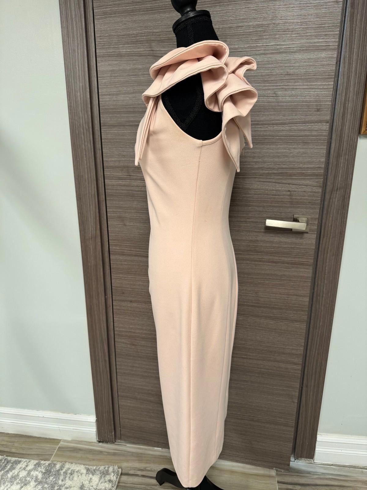Other Betsy & Adam Blush One Shoulder Midi Dress Sz6 Ruffle Sheath Size M / US 6-8 / IT 42-44 - 6 Thumbnail