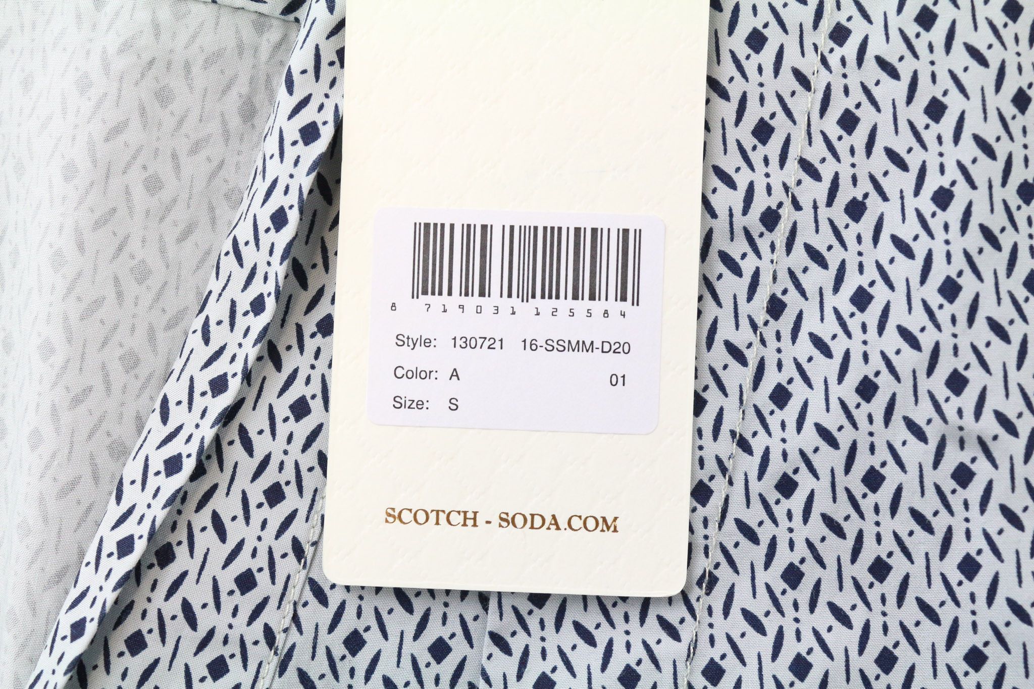 Scotch & Soda S Blue Pattern Cotton Poplin Shirt 75018 Size US S / EU 44-46 / 1 - 5 Thumbnail