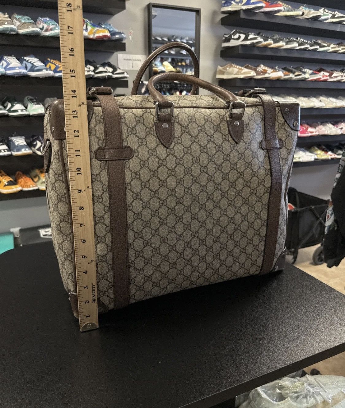 Gucci AUTHENTIC Gucci Beige GG Supreme Trunk Holdall Tote Brown Size ONE SIZE - 9 Thumbnail