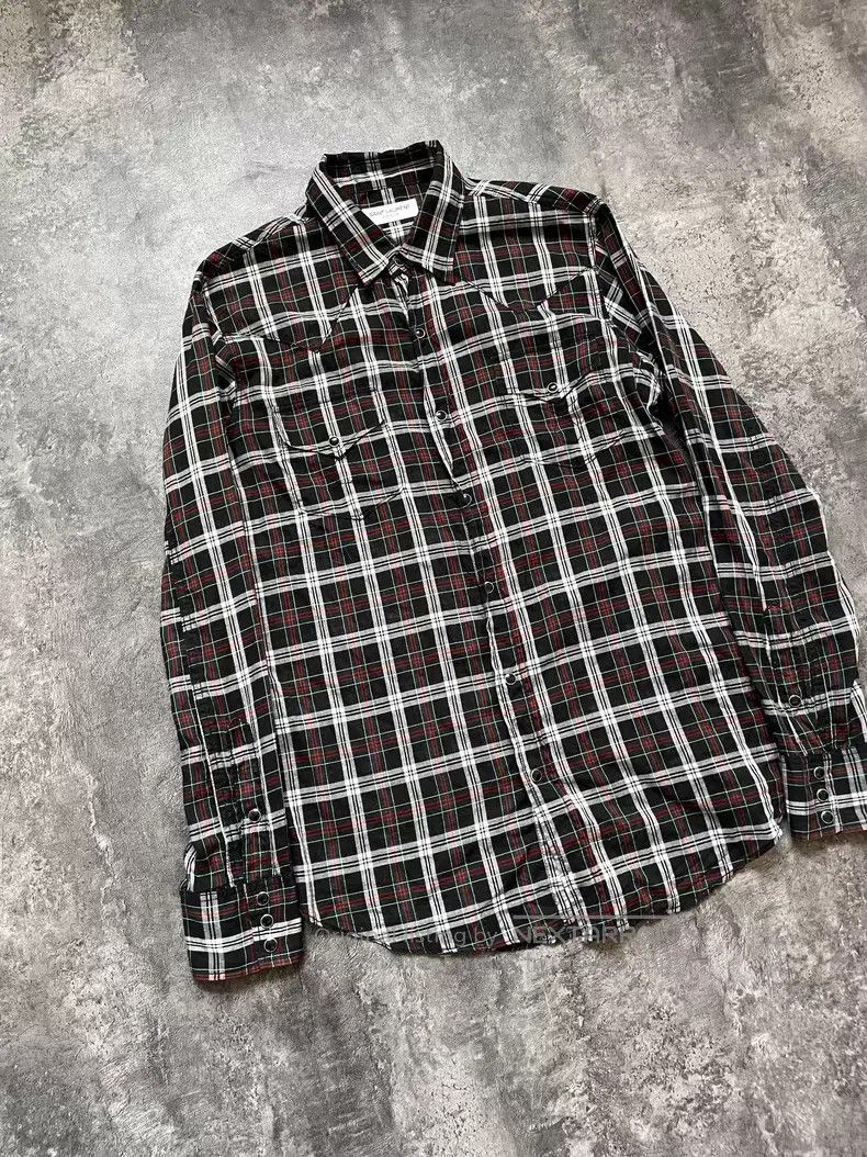 Saint Laurent Paris Saint Laurent Paris Double Pocket Cat Eye Button Plaid Shi Size US L / EU 52-54 / 3 - 2 Thumbnail