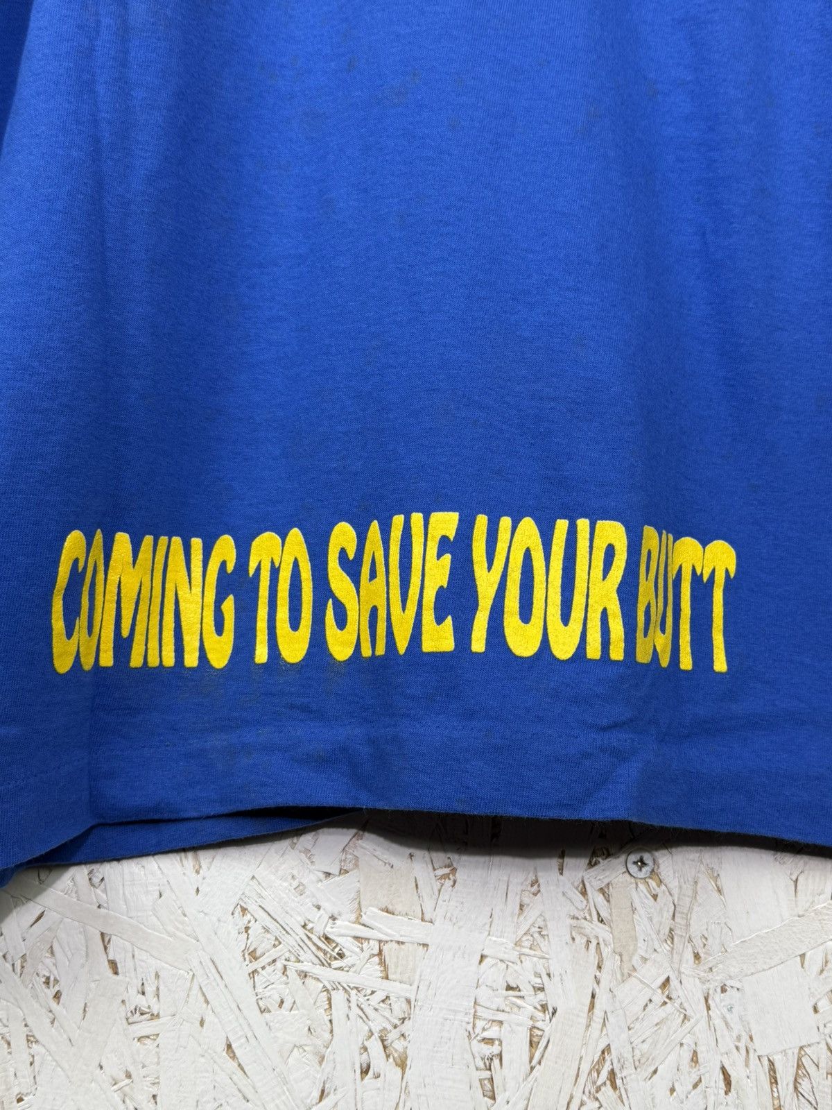 Vintage 90s Blankman Movie Coming To Save Your Butt T-Shirt Blue XL Size US XL / EU 56 / 4 - 8 Thumbnail