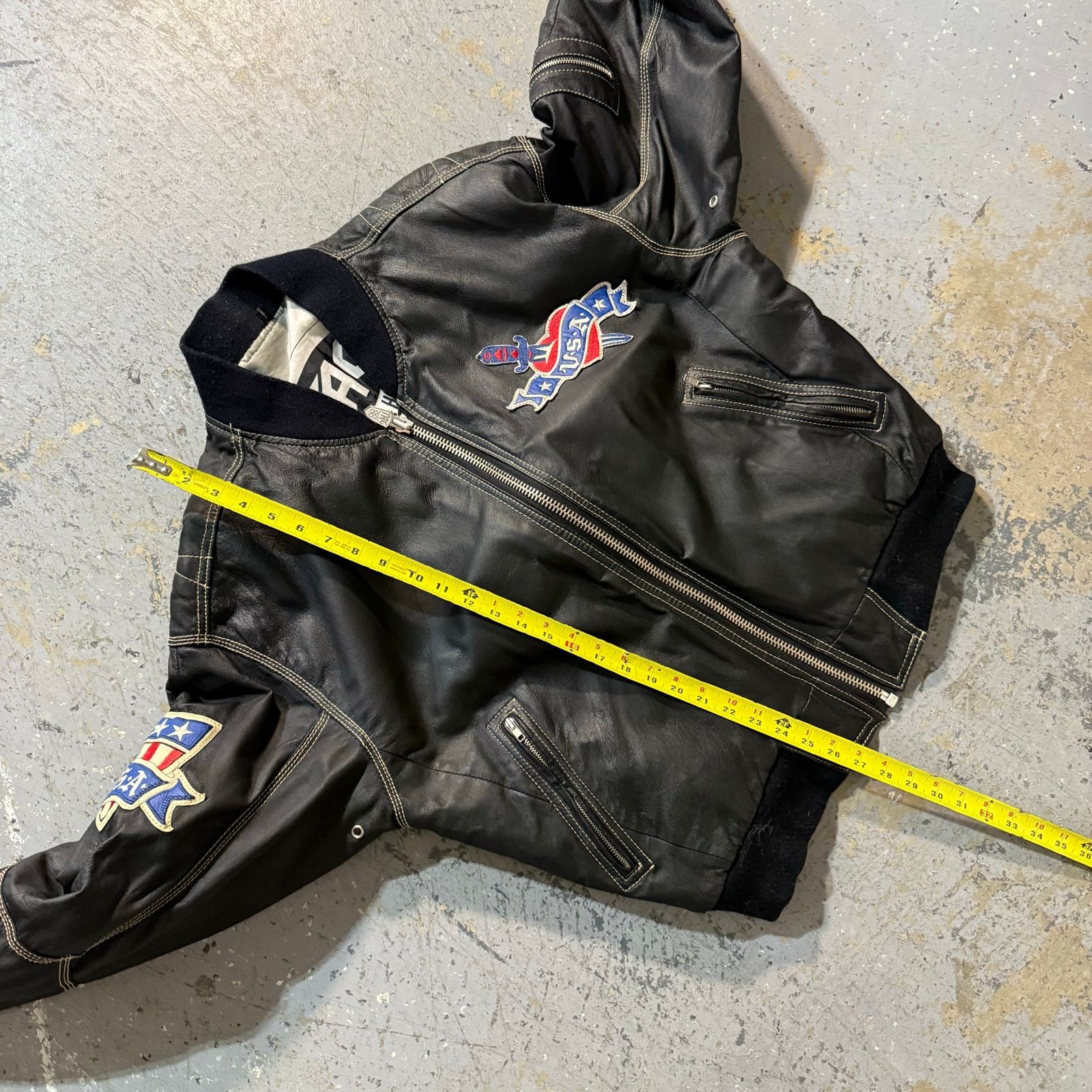 Vintage vtg Michael Hoban Black Leather Bomber Jacket USA Eagle Sz L Size US L / EU 52-54 / 3 - 10 Thumbnail