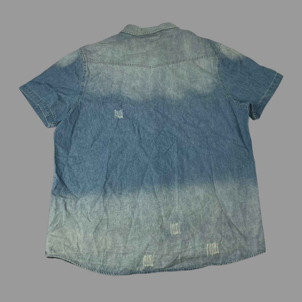 Vintage Vintage repaired faded denim button up shirt Size US XL / EU 56 / 4 - 2 Thumbnail