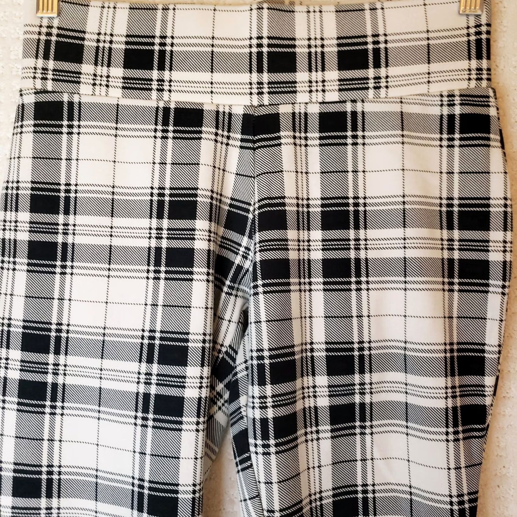 Vintage MeMoi Women's Leggings Pants S/M Black White Plaid Shaping Stretch Size 28" / US 6 / IT 42 - 3 Thumbnail