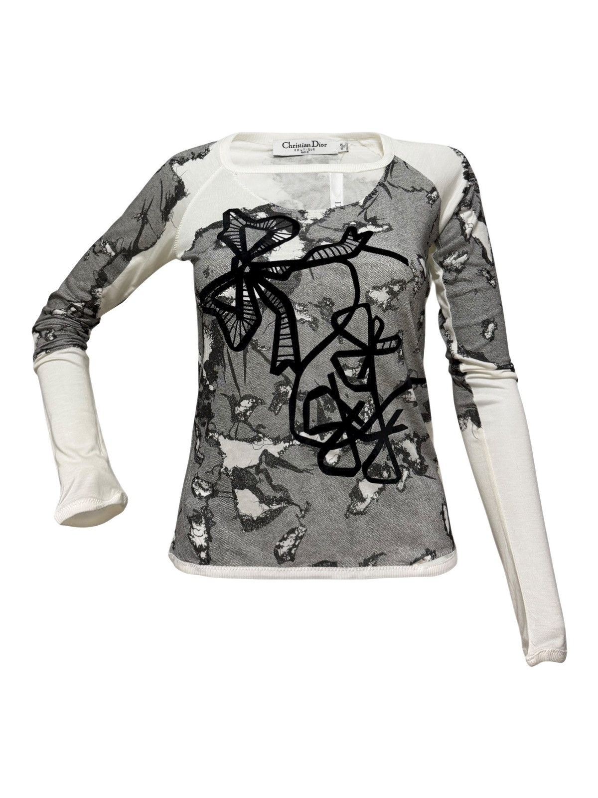 Dior CHRISTIAN DIOR S/S 2006 Lace Print Cut-Out Long Sleeve Top Size XS / US 0-2 / IT 36-38 - 1 Thumbnail