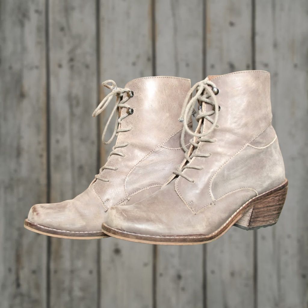 Vintage MTNG Felicity Leather Bootie Brown Square Toe Ankle Lace Up Mid Heel Women EU 37 US 6.5 MTNG Originals Felicity Boots Size US 7 / IT 37 - 1 Thumbnail