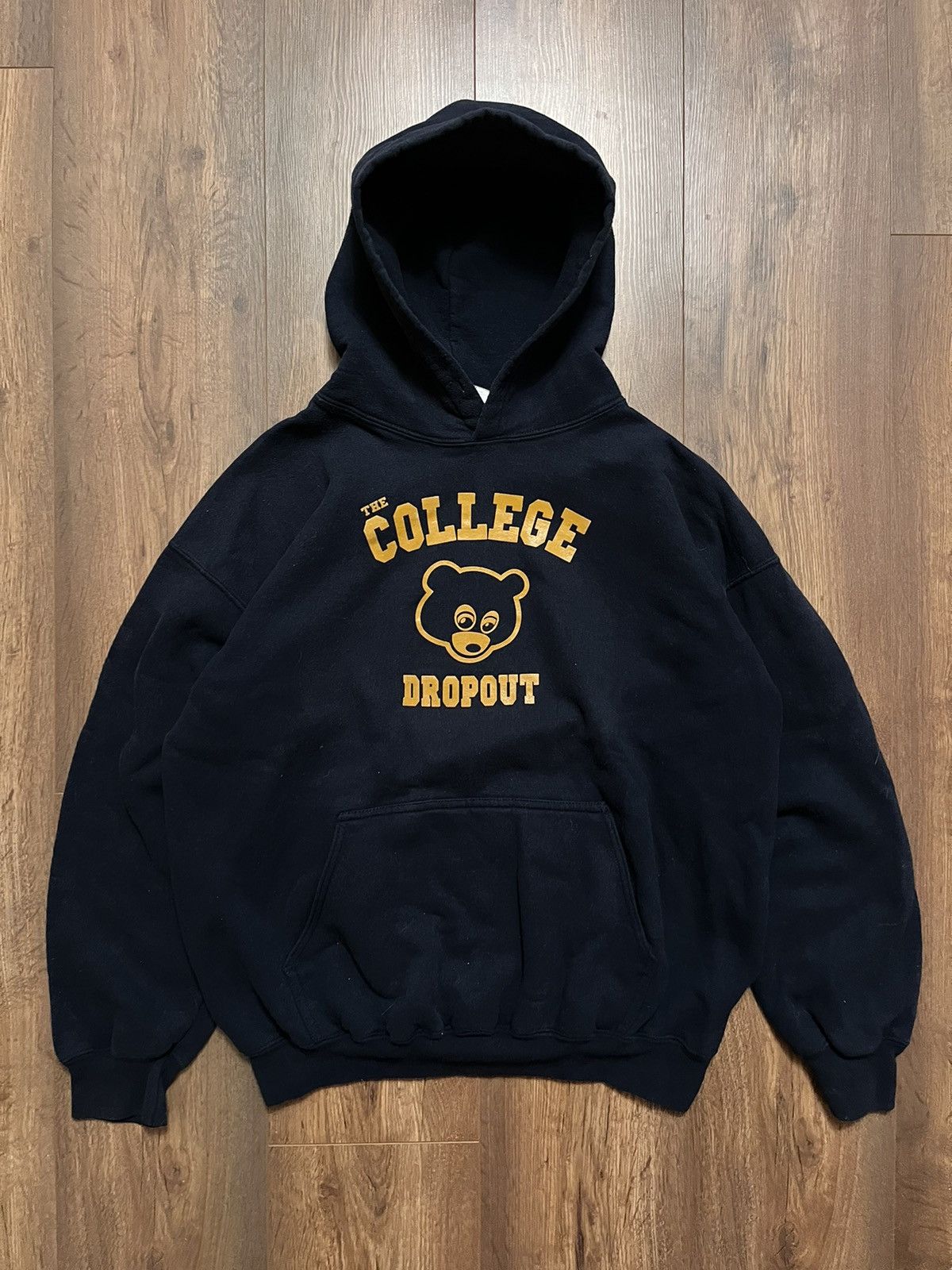 Oversized Hoodie Sweater Kanye West Pullover Retro Dropout Bear Embroidered  Hip Hop Black Hoodie Hooded Top By, image size:1200x1600