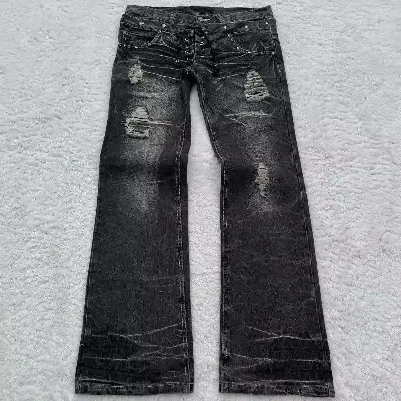 Other Y2K Washed Flared Double Waisted Lace Up Jean Size US 38 / EU 54 - 1 Thumbnail