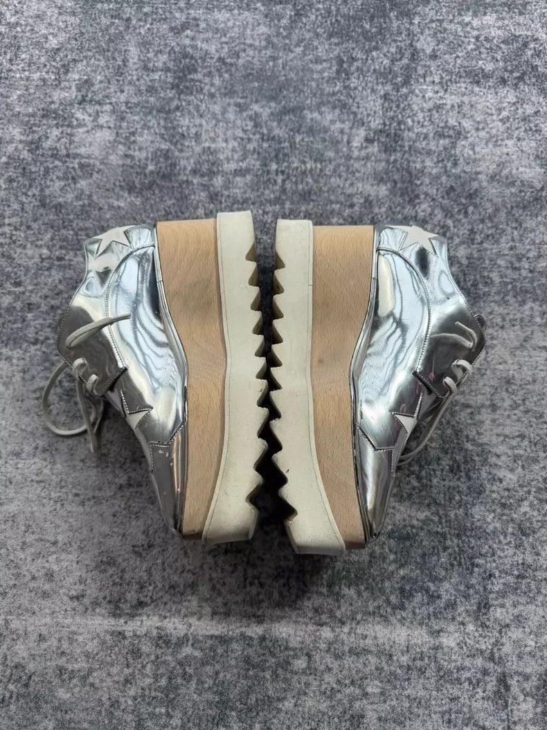 Celine Stella McCartney Silver Star Wedge Sneakers Size US 5 / EU 37 - 4 Thumbnail